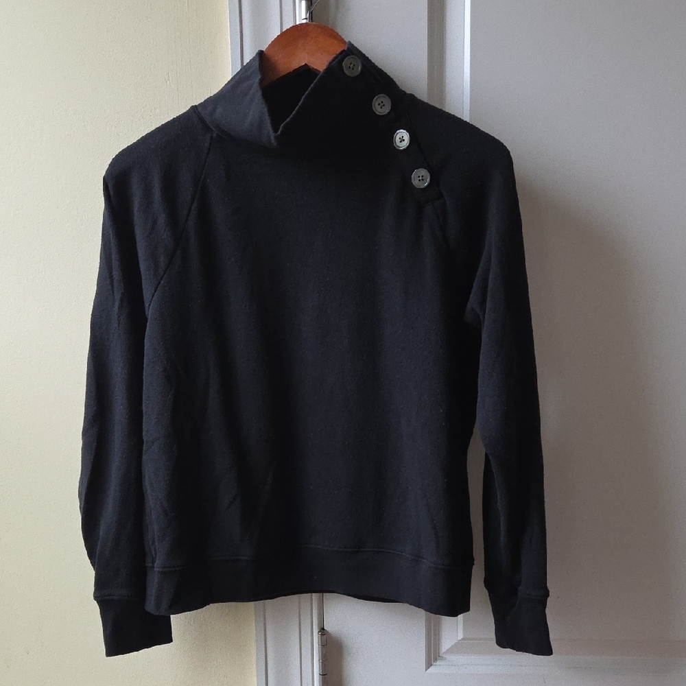 J Crew Factory mockneck 4 button sweatshirt in black size S